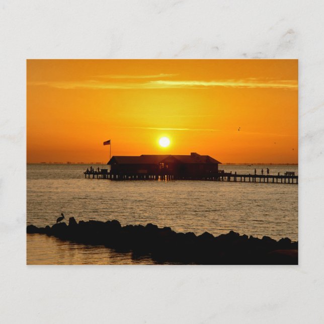 Sonnenaufgang über Anna Maria City Pier Postkarte (Vorderseite)