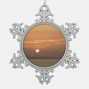Sonnenaufgang über Aruba I Caribbean Seascape Schneeflocken Zinn-Ornament