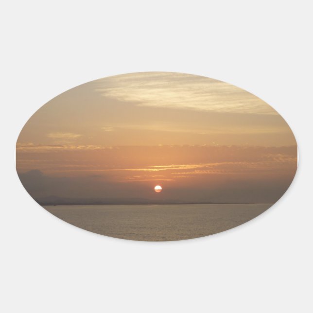 Sonnenaufgang über Aruba II Karibik Seascape Ovaler Aufkleber (Vorderseite)