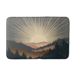 Sonnenaufgang über bewaldete Berge Badematte