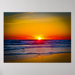 Sonnenaufgang über dem Atlantik und Reflexion über Poster