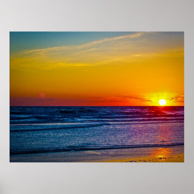 Sonnenaufgang über dem Atlantischen Ozean und Refl Poster (Vorne)