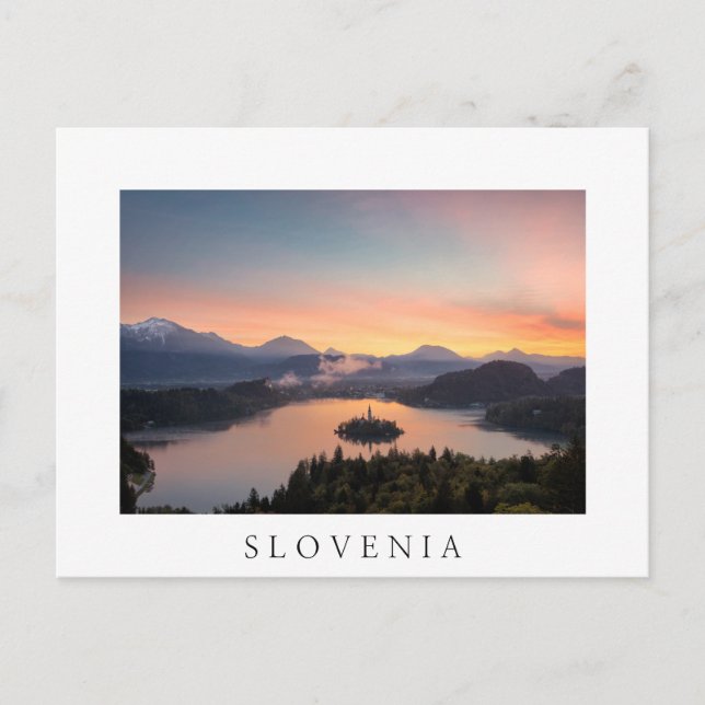 Sonnenaufgang über dem Blauen See - weiße Postkart Postkarte (Vorderseite)