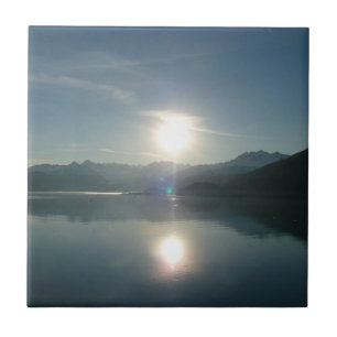 Sonnenaufgang über dem College Fjord Alaska Fotogr Fliese