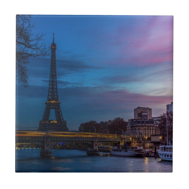 Sonnenaufgang über dem Eiffelturm - Paris, Frankre Fliese (Vorderseite)