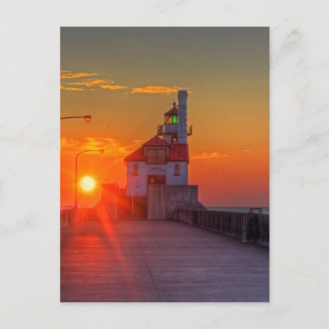Sonnenaufgang über dem Südpier Postkarte (Vorderseite)