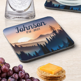 Sonnenaufgang über den Bergen Getränkeuntersetzer