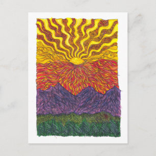Sonnenaufgang über den Bergen Postkarte