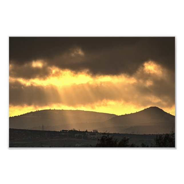 Sonnenaufgang über den Bergen, Zypern (2915) Fotodruck (Vorne)