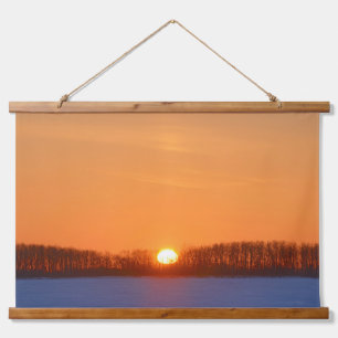 Sonnenaufgang über der Prärie Manitoba, Kanada Wandteppich Mit Holzrahmen