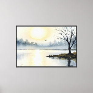 Sonnenaufgang über einem See Leinwanddruck