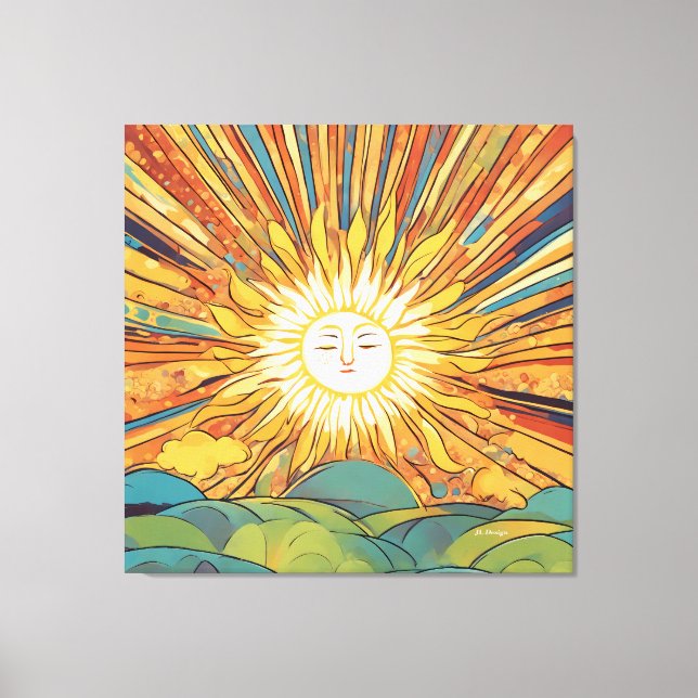 Sonnenaufgang über Hügeln Leinwanddruck (Vorderseite)