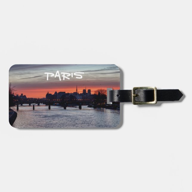 Sonnenaufgang über Ile de la Cite und Notre Dame - Gepäckanhänger (Vorderseite horizontal)