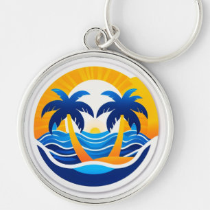Sonnenaufgang Über Ozeanwellen Emblem Schlüsselanhänger