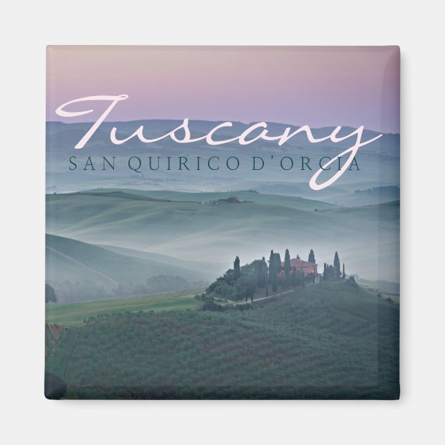 Sonnenaufgang über San Quirico d'Orcia Textmagnet Magnet (Vorne)