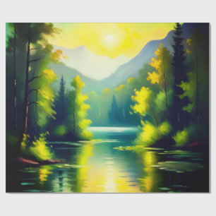 Sonnenaufgang über schneebedeckte Berge und See Geschenkpapier