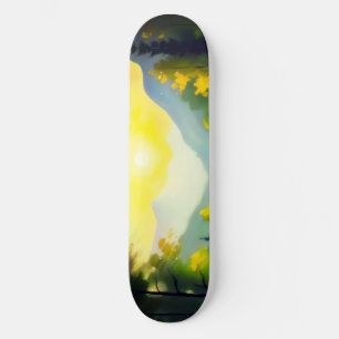 Sonnenaufgang über schneebedeckte Berge und See Skateboard