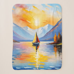 Sonnenaufgang über See und schneebedeckte Berge Sherpadecke
