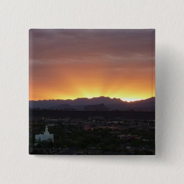 Sonnenaufgang über St. George Utah Landschaft Button (Vorderseite)
