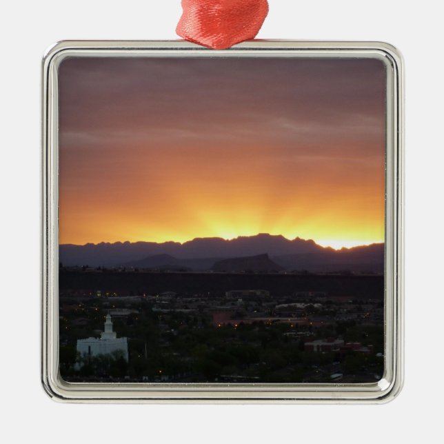Sonnenaufgang über St. George Utah Landschaft Ornament Aus Metall (Vorne)
