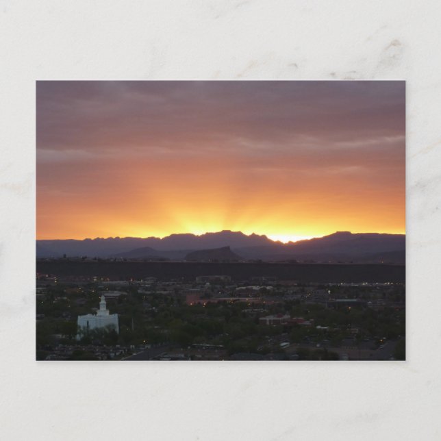 Sonnenaufgang über St. George Utah Landschaft Postkarte (Vorderseite)