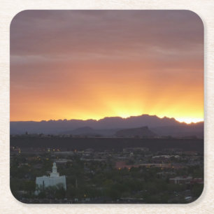 Sonnenaufgang über St. George Utah Landschaft Rechteckiger Pappuntersetzer