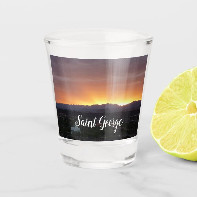 Sonnenaufgang über St. George Utah Landschaft Schnapsglas (Vorderseite)