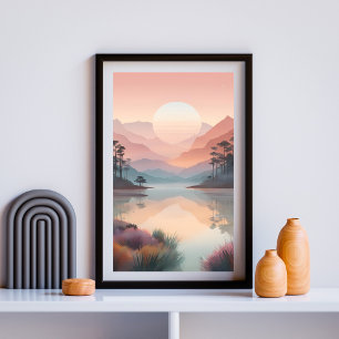 Sonnenaufgang über stillen Gewässern Poster
