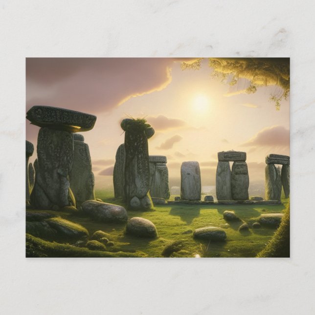 Sonnenaufgang über Stonehenge Digitale Kunst Postkarte (Vorderseite)