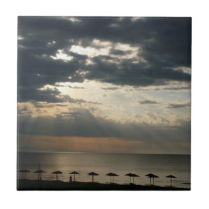 Sonnenaufgang über Strand in Griechenland Foto Fl Fliese