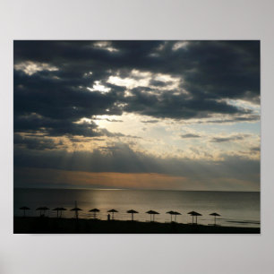 Sonnenaufgang über Strand in Griechenland Landscha Poster