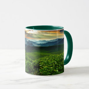 Sonnenaufgang über Tee-Bauernhof Tasse