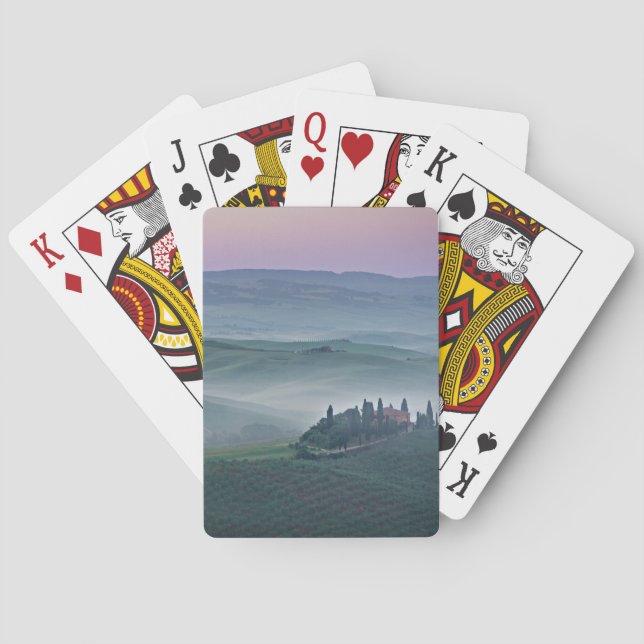 Sonnenaufgang über Toskana-Landschaftskarten Spielkarten (Rückseite)