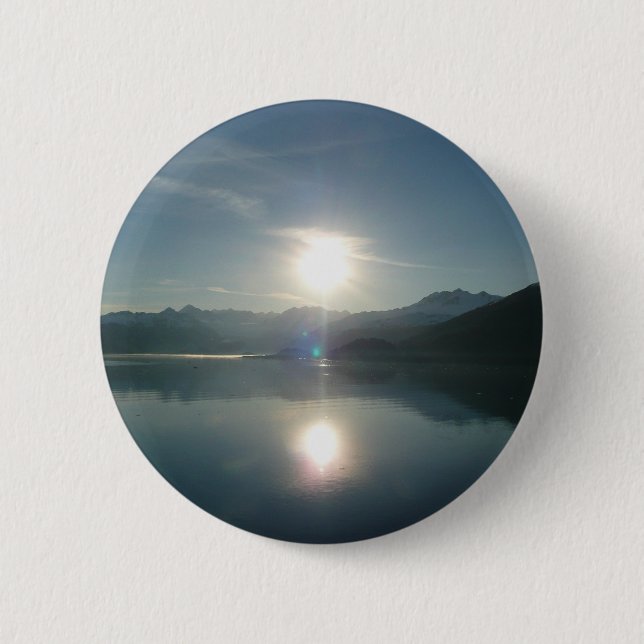 Sonnenaufgang über Uni Fjord Alaska Fotografie Button (Vorderseite)