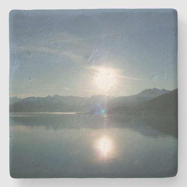 Sonnenaufgang über Uni Fjord Alaska Fotografie Steinuntersetzer (Vorderseite)
