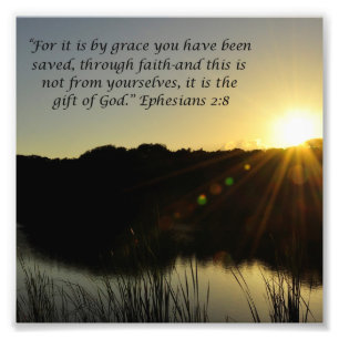 Sonnenaufgang über Wasser-Anmut Ephesians 2:8 Fotodruck
