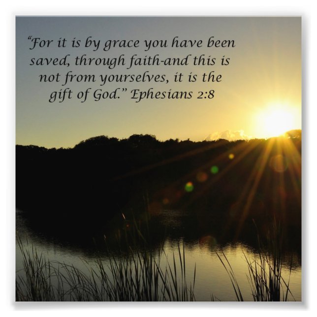 Sonnenaufgang über Wasser-Grace Ephesians 2:8 Prin Fotodruck (Vorne)