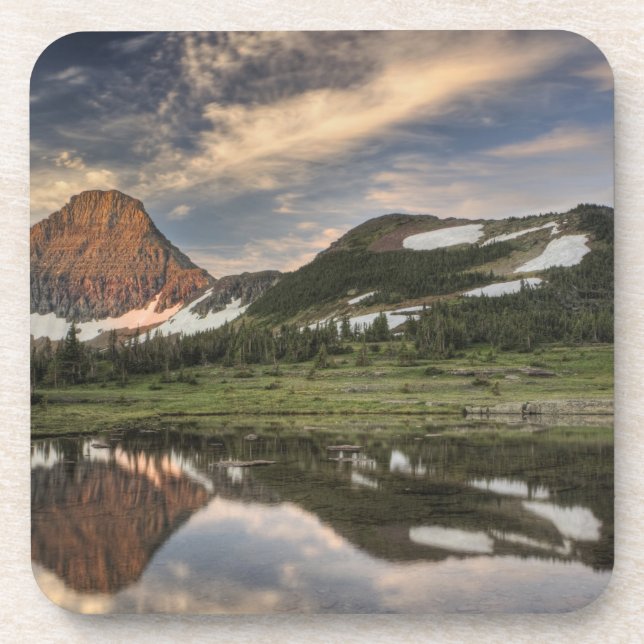 Sonnenaufgang und Reflexion, Glacier-Nationalpark, Untersetzer (Vorderseite)