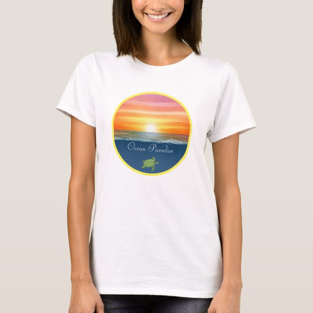 Sonnenaufgang und Schildkröte T-Shirt (Vorderseite)