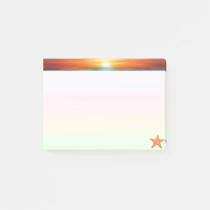 Sonnenaufgang und Seestern in Pastellfarben Post-it Klebezettel