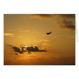 Sonnenaufgang und Wasserflugzeug auf den Malediven
