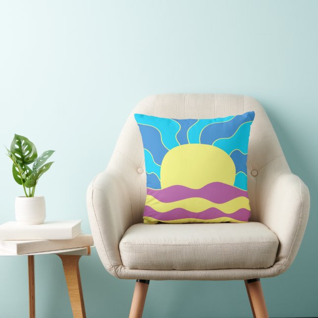 Sonnenaufgang und Wave Abstrakte Kunst Kissen (Stuhl )