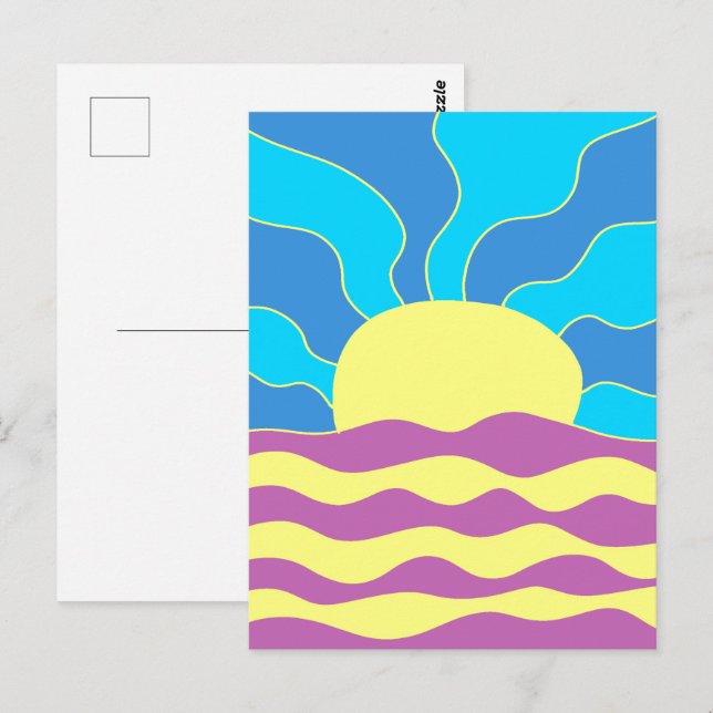Sonnenaufgang und Wave Abstrakte Kunst Postkarte (Vorne/Hinten)