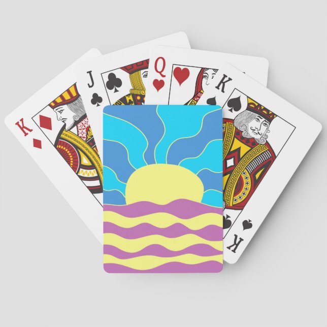 Sonnenaufgang und Wave Abstrakte Kunst Spielkarten (Rückseite)