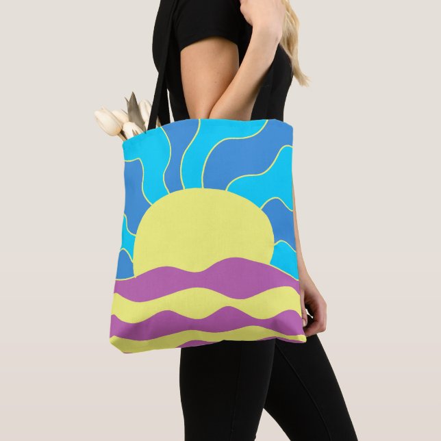Sonnenaufgang und Wave Abstrakte Kunst Tasche (Von Nahem)