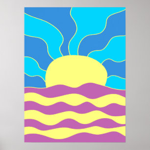 Sonnenaufgang und Wellen Abstrakte Kunst Poster