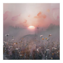 Sonnenaufgang und Wildblumen