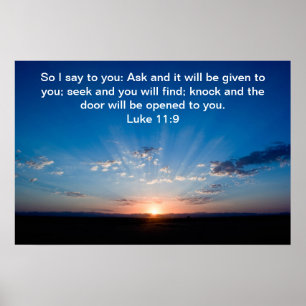 Sonnenaufgangbibel-Vers Luke-11:9 Plakat