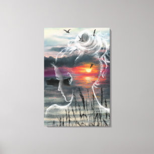 Sonnenaufgangs-Lady - Natur - Original-Kunstmalere Leinwanddruck