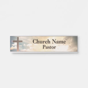 Sonnenaufgangs Vögel überqueren Kirchenpastor Türschild